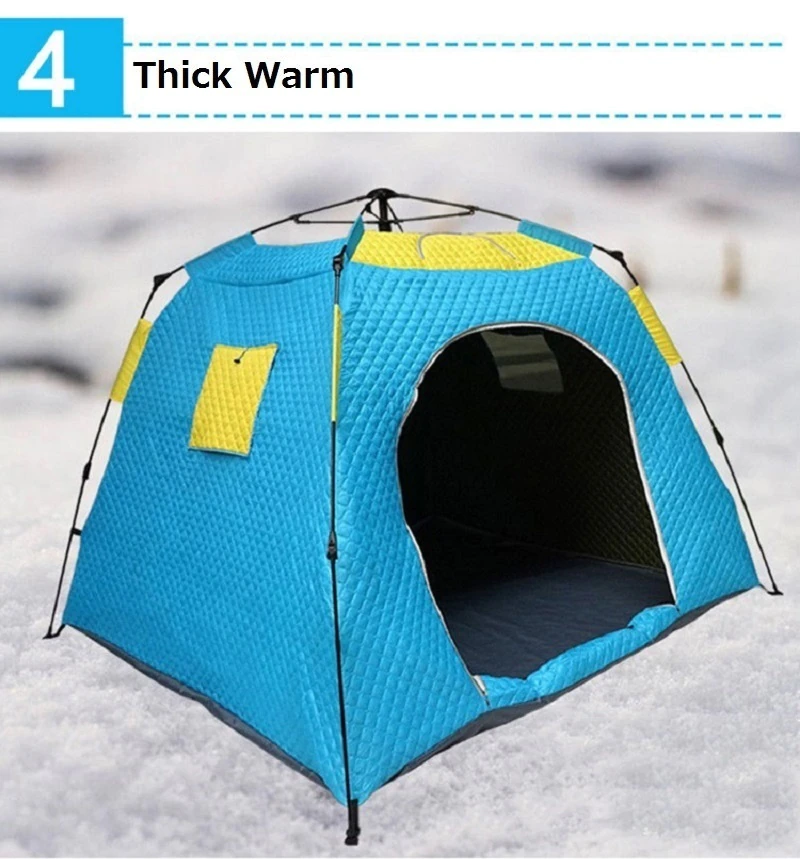 Cheap Goat Tents Winter Ice Fishing Tent Thickened Keep Warm Cotton Tent Outdoor Fully Automatic Quick Open Camping Tent 1.7 M Height Big Space Tents 